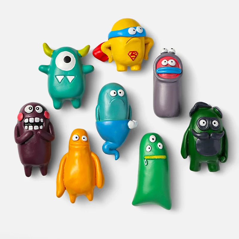 Creative 3d fridge magnets resin little monster alien refrigerator magnet cartoon cute home decoration magnetic collection gifts