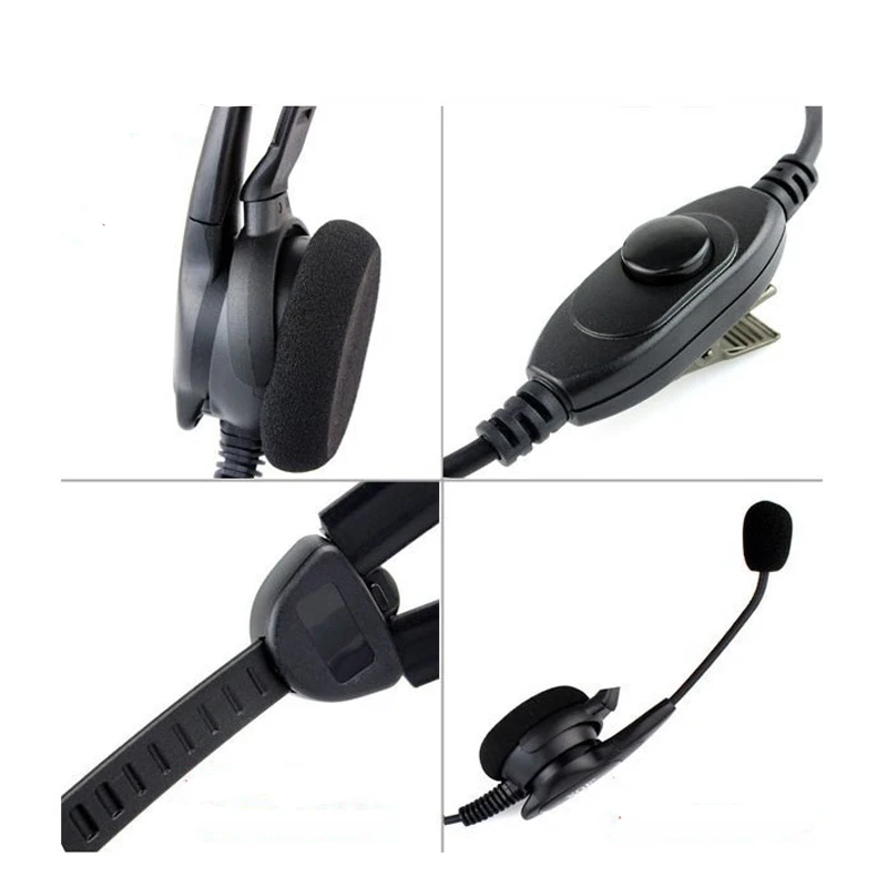 Auriculares para walkie-talkie, audífonos con micrófono Boom, en línea PPT, para Baofeng 2 pines, Radio bidireccional UV-5R 888S WOUXUN TYT