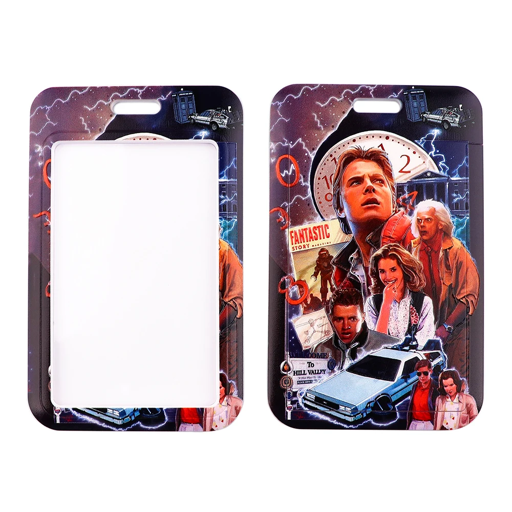 Чехол Flyingbee X2186 с надписью «Назад в будущее», шнурок, ID-бейдж, чехол для автобусного удостоверения личности, скользящий ремень, держатель для карт