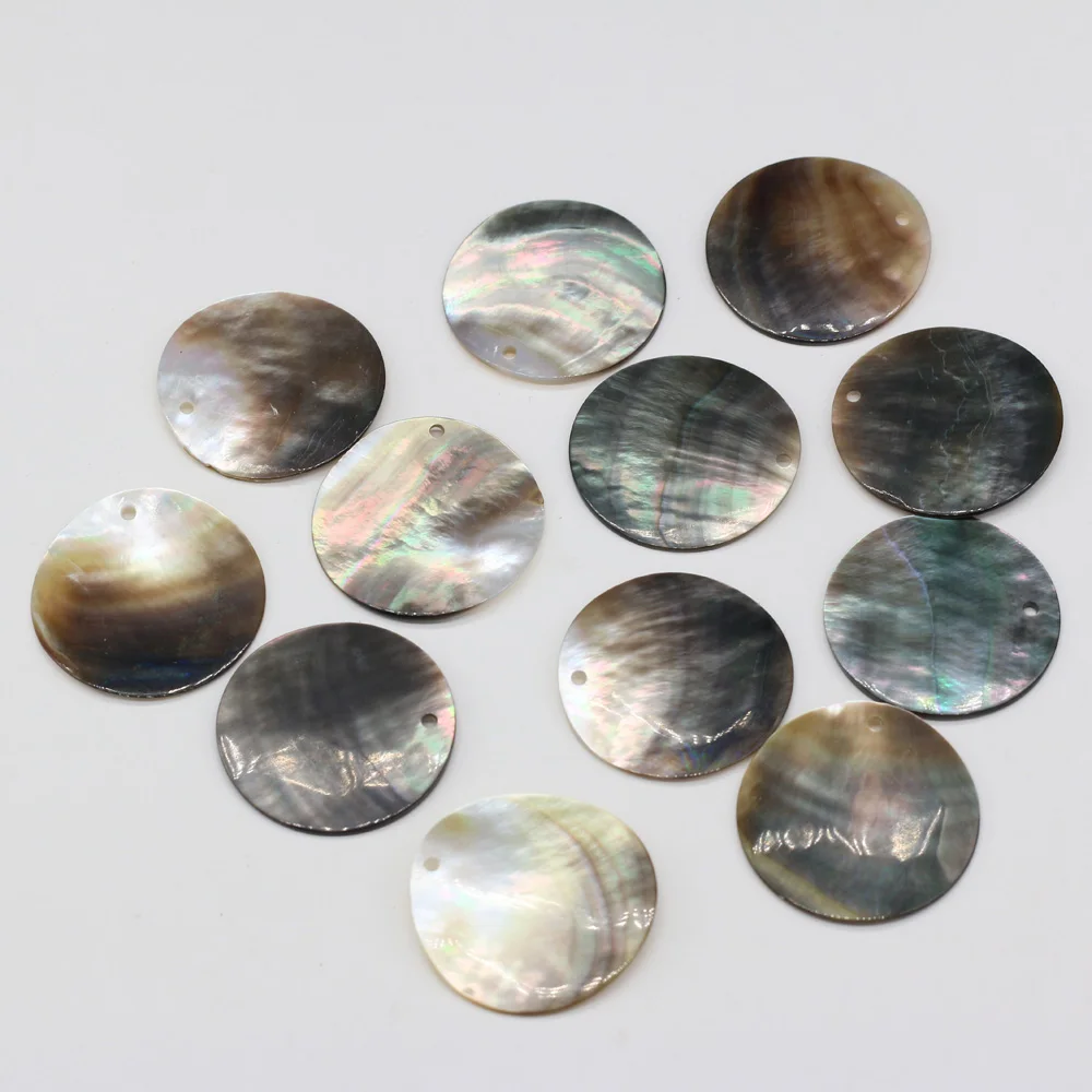 10pcs Black Mother of Pearl Coin Charms Fashion Natural Shell Disc Pendant for Jewelry Making DIY Earrings Necklace Accessories