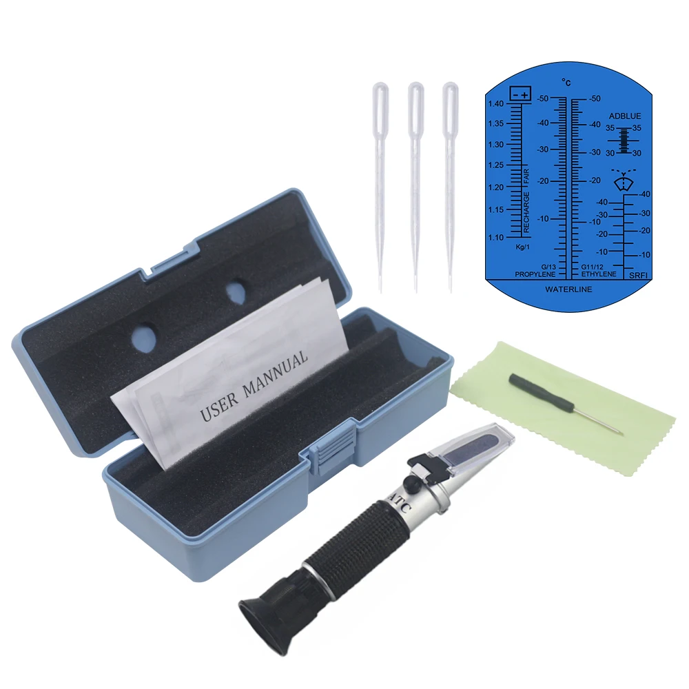 4 in 1 ATC Refractometer Antifreeze Coolant Tester Adblue Engine Fluid Propylene Ethylene Glycol Detector Car Clean Battery Test