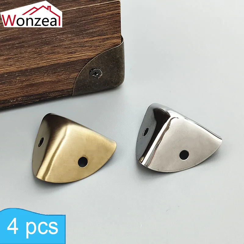 4pcs/Set Iron Decorative Antique Jewelry Wine Gift Box Wooden Case Corner Protector Guard Your Desk Box Furniture Hardware