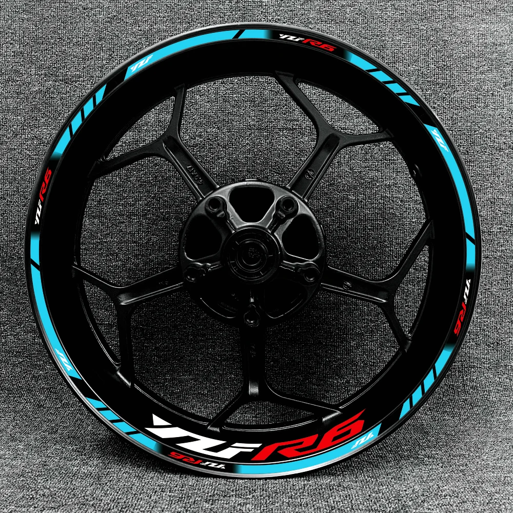 New For YAMAHA YZF R6 Motorcycle Logo 17 Inch Inner And Outer Wheel Hub Decal Decorative Rim Waterproof High Reflective Sticker