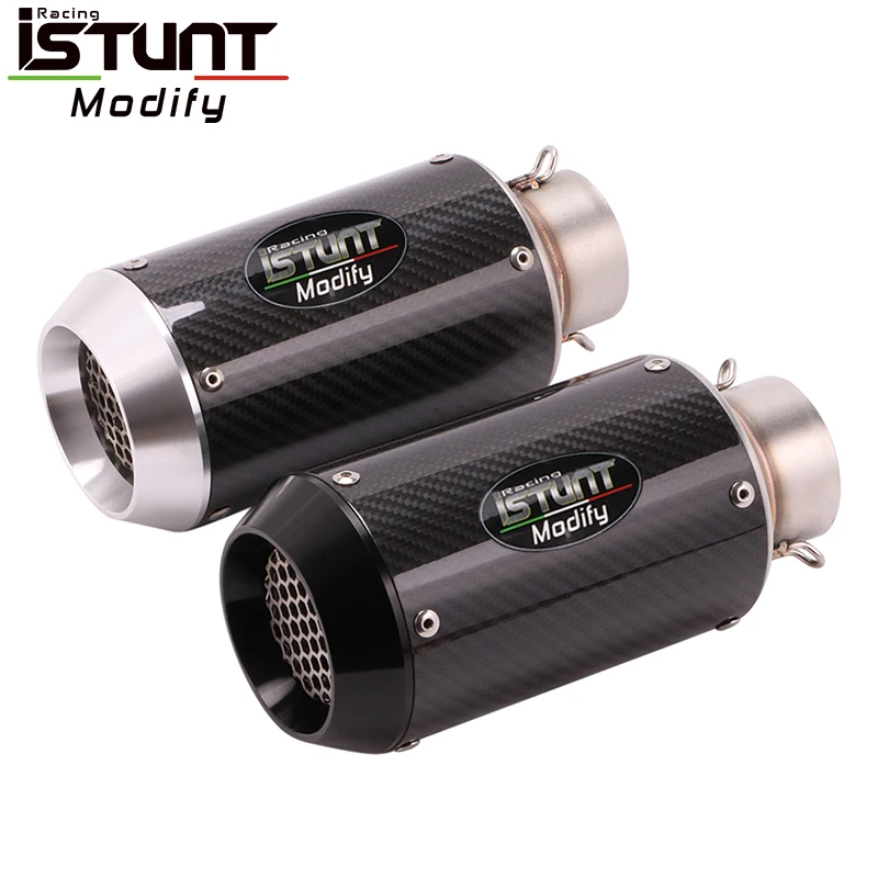 ISTUNT 60mm Universal Motorcycle Exhaust Carbon Fiber Escape Modified Muffler for s1000rr k11 cbr1000rr gsx750r z900 r6 zx10r