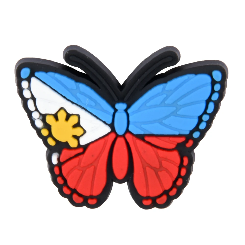 Dijes de mariposa para zapatos, accesorios de cocodrilo de dibujos animados, hebillas para Wen, regalos para niñas, decoración de pulsera DIY, 1 ud.