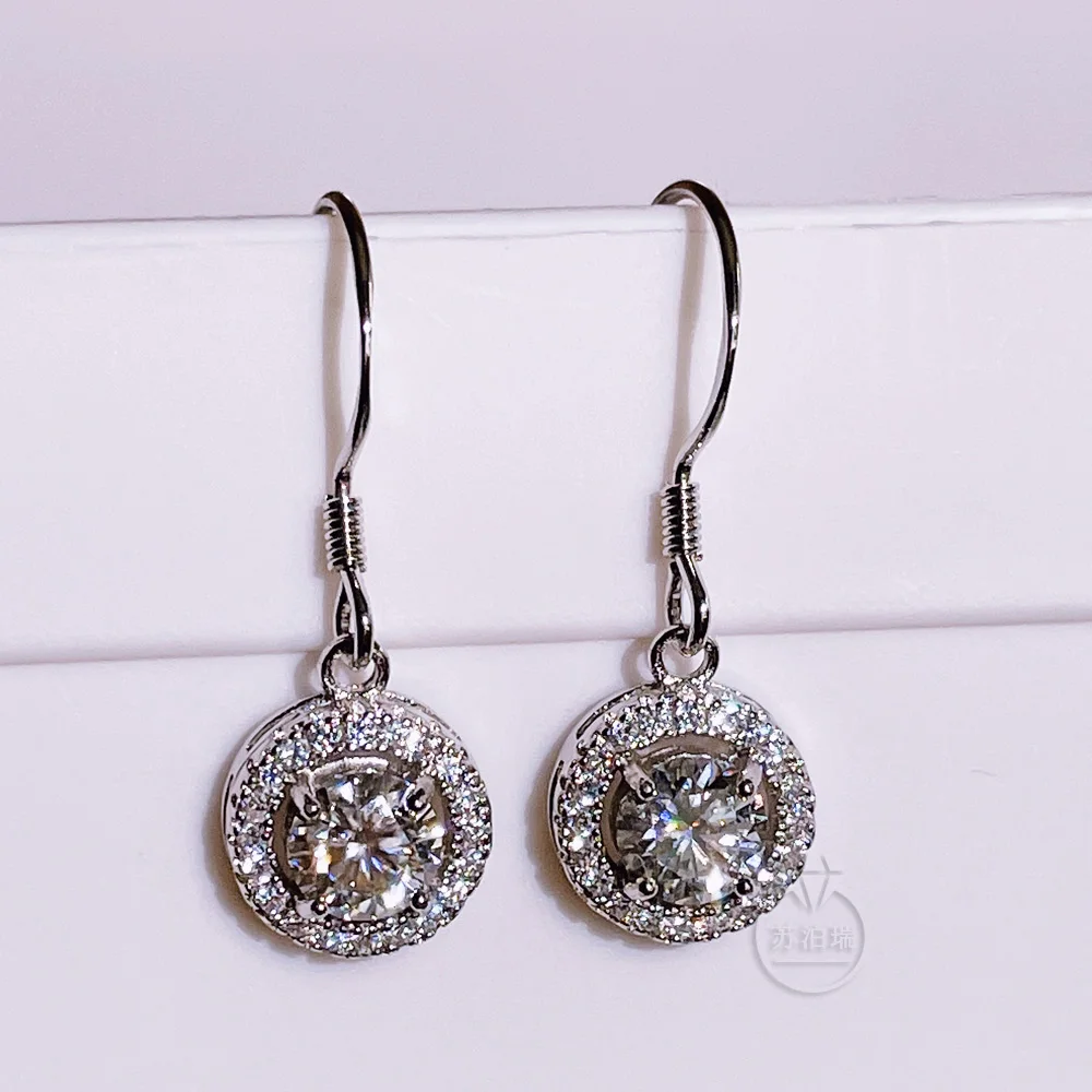 

Real Moissanite Drop Dangle Earrings 0.5ct Total 1ct Lab Diamonds For Women 18K White Gold Plated 925 Sterling Silver