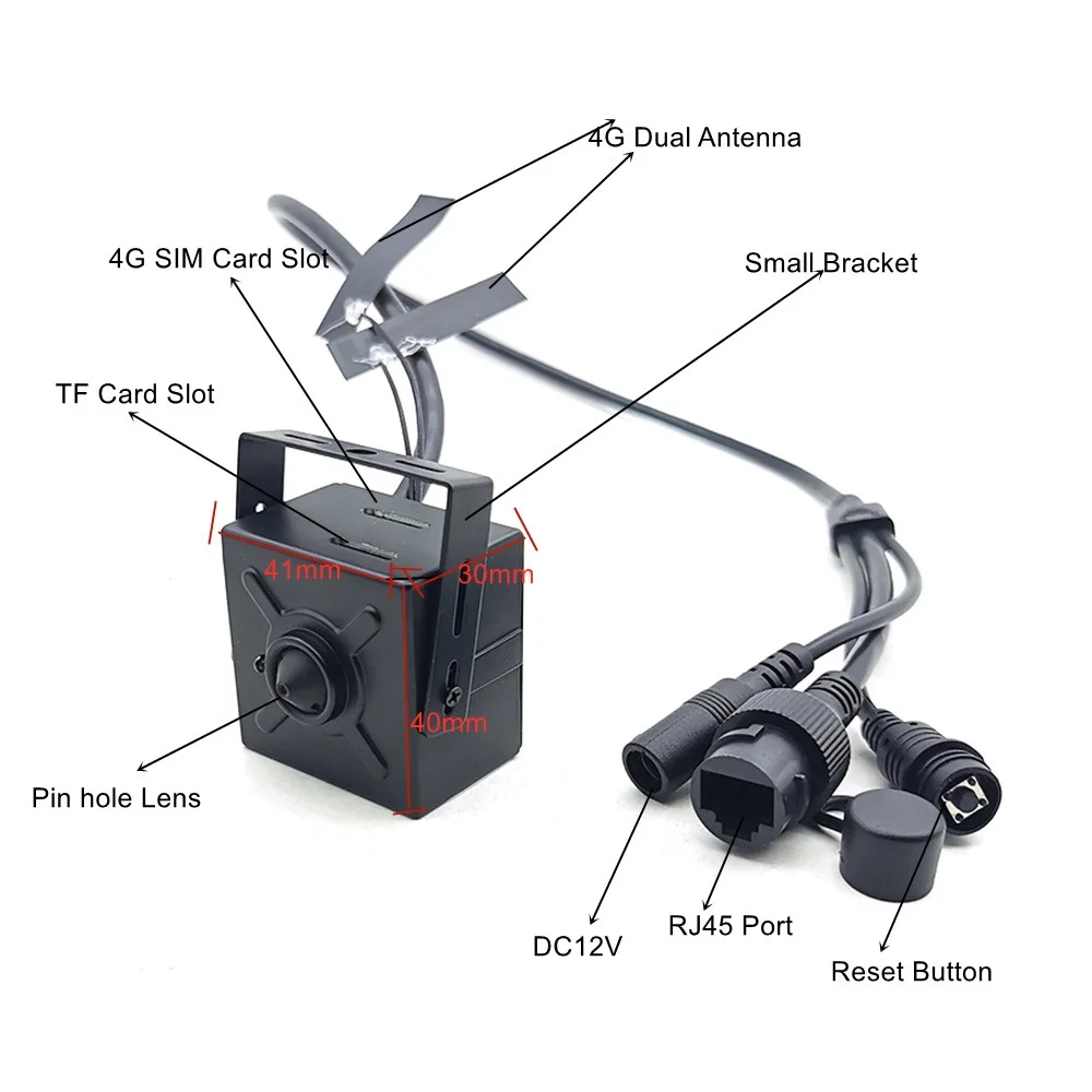 Indoor Mini 4G Industrial IP Camera Camhi 3G 4G SIM Card  ATM Camera Pinhole Video Security P2P Audio CCTV TF Card Surveillance