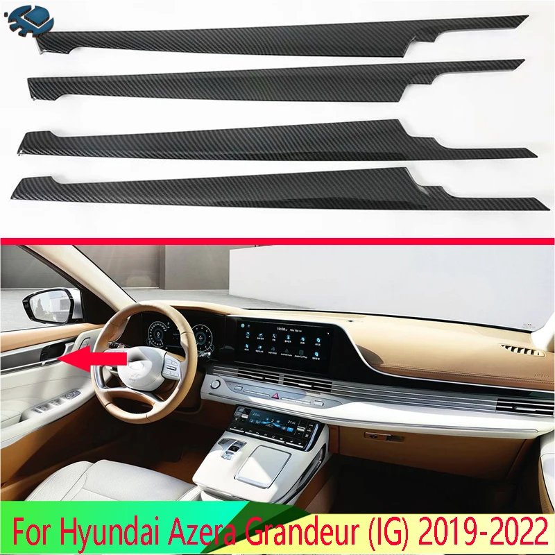 For Hyundai Azera Grandeur (IG) 2019-2022 Carbon Fiber Style Car Inside Door Garnish Body Trim Accent Molding Cover Bezel