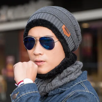 Fashion Knitted Winter Hats For Men Thick and Warm Men Winter Hat Black Autumn Beanie Hat Men Wool Ski Hats Beanies Bonnet 2019