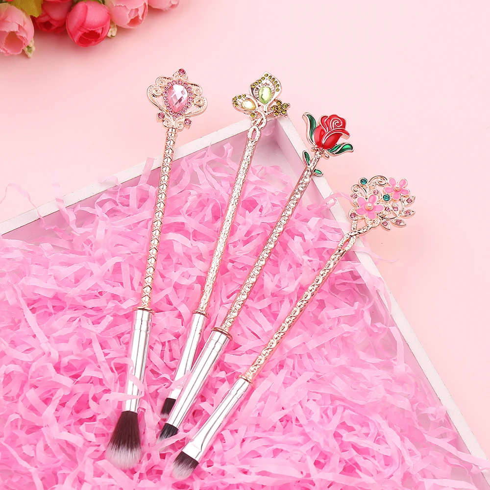 Anime Beauty and the Beast Makeup Brushes Set Cosmetics Soft fiber Hair Rose Flower Makeup Blush Eye Shadow Eyebrow Brush