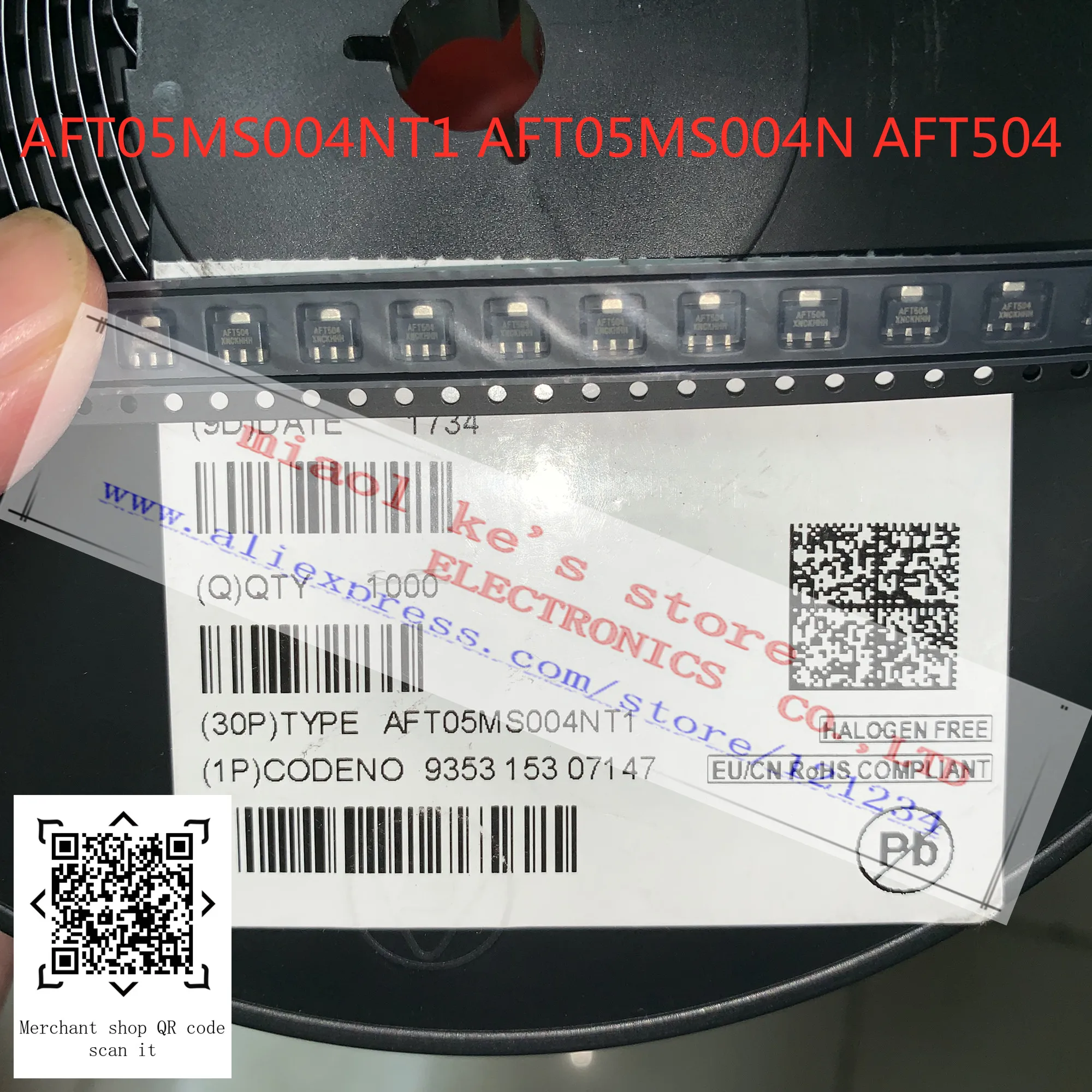 [1pcs]100%New original: AFT05MS004NT1 AFT05MS004N AFT504 - FET RF 30V 520MHZ 20.9dB SOT-89A/TO-243AA