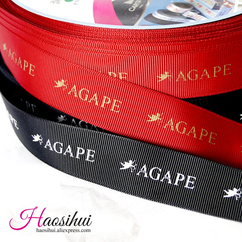 HAOSIHUI 6mm-75mm New Ribbon Cheap Grosgrain Personalized Favors Printed Ribbon for Party Wedding Decoration 100yards/lot