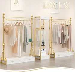 Clothing store display rack floor-standing women's clothing store side hanging shelf display rack European gold combination clot