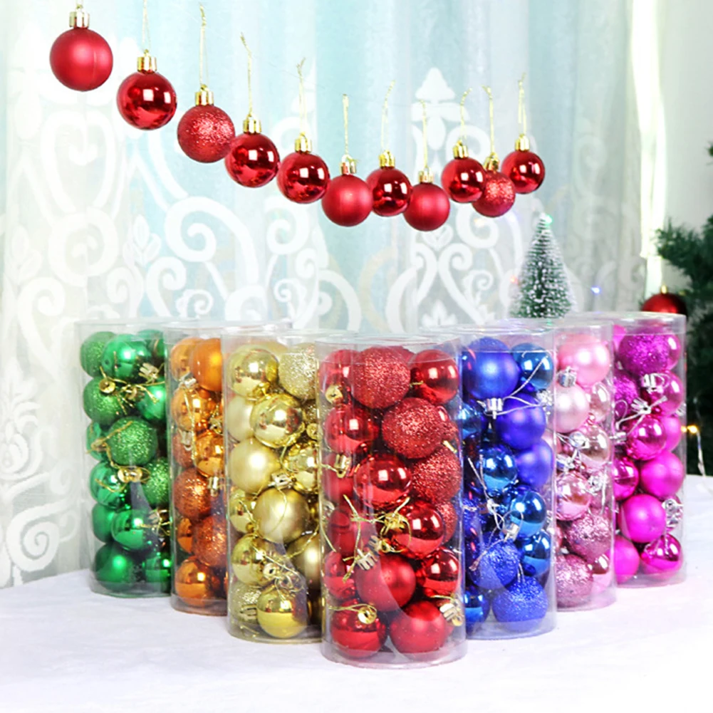 24/12Pcs ต้นคริสต์มาสตกแต่ง Xmas Ball สีแดงสีแดงแขวนต้นไม้จี้ Home Party ตกแต่งสำหรับ2021ใหม่ปี Navidad