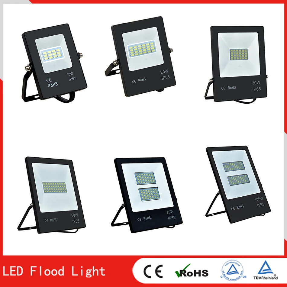 

LED Flood Light 10W 20W 30W 50W 70W 100W 110V220V Floodlights Waterproof IP65 Reflector Foco Led Exterior Wall Outdoor SpotLight