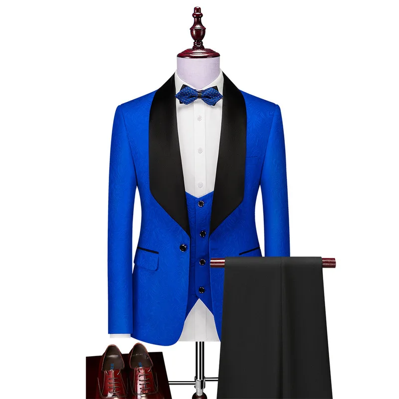 Wedding Dress 2023 Slim Fit Luxury Suits For Men Jacquard Homme Costume High Quality Fashion Male Blazer Vest Pants