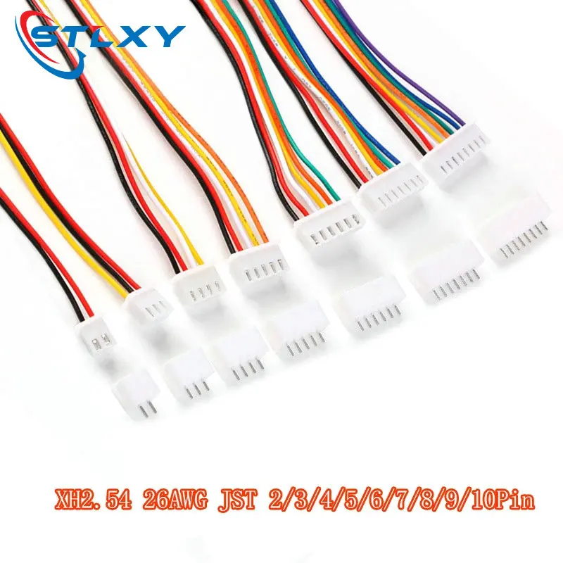Stlxy 10Sets JST XH2.54 XH 2.54mm Wire Cable Connector 2/3/4/5/6/7/8/9/10 Pin Pitch Male Female Plug Socket 300MM Wire 26AWG