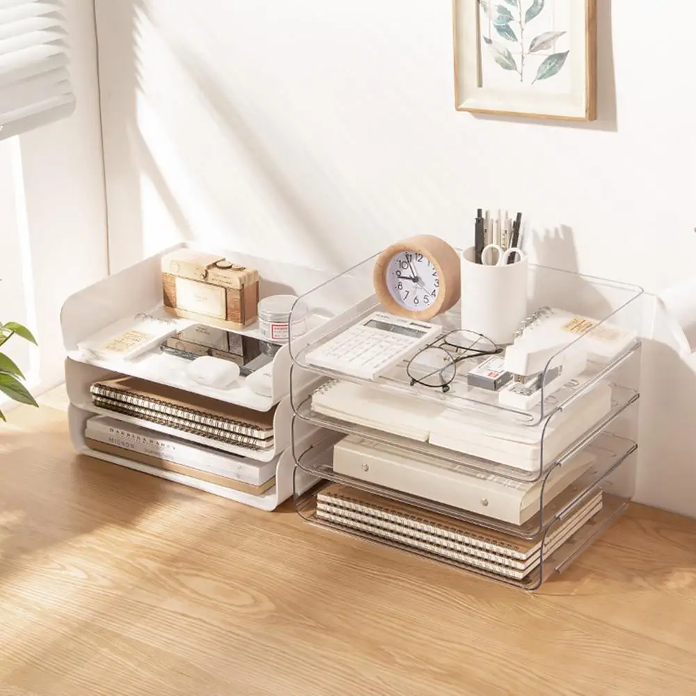 Lightweight  Great Paper Tray Holder Stylish Desk Organizer Practical Filing Rack Stackable   for Dorm