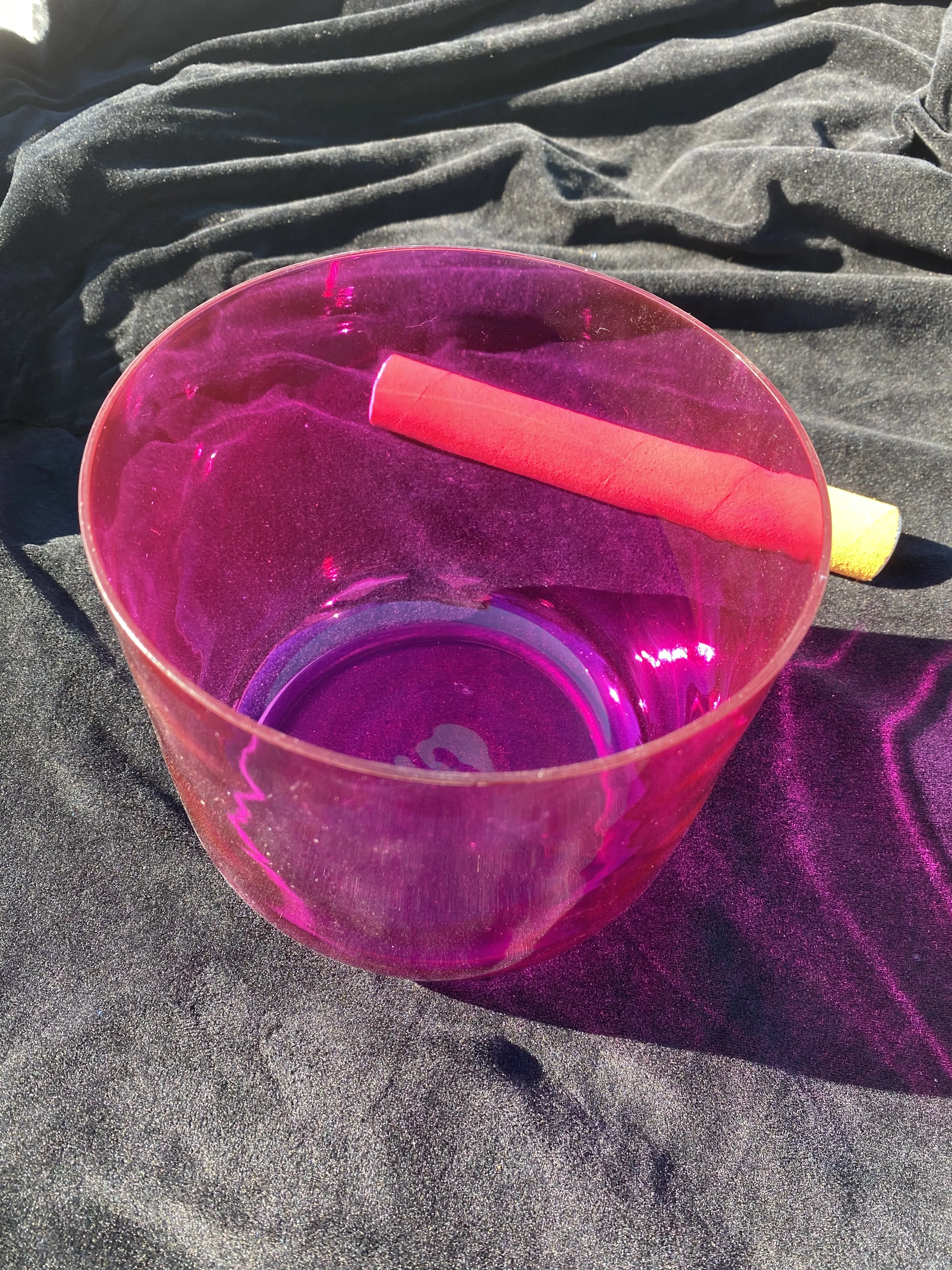 Crystal singing bowl magenta color 7