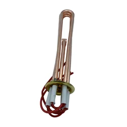 Line Type 63mm Ring Flange Diameter Water Heating Element 380V 6KW/9KW/12KW Red Copper Electric Water Tube Heater