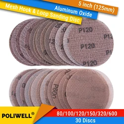 30PCS 5 Inch Mesh Hook & Loop Sanding Discs Assort Grit Dust Free Abrasive Net Sander Disc Anti-Blocking Mesh Sanding Pads