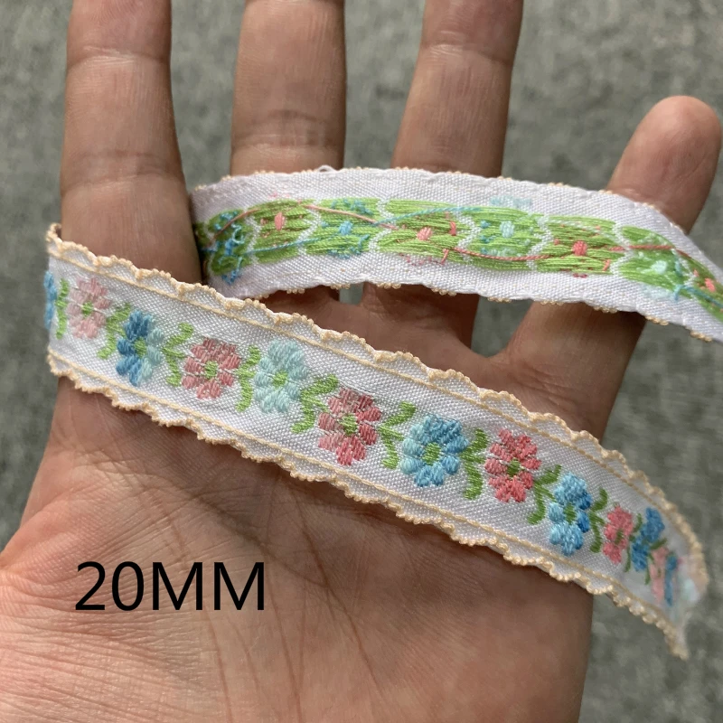 3YARD 18-30MM Red Checked Blue Peach Heart Black Embroidered Colored Flower Ribbon Lace