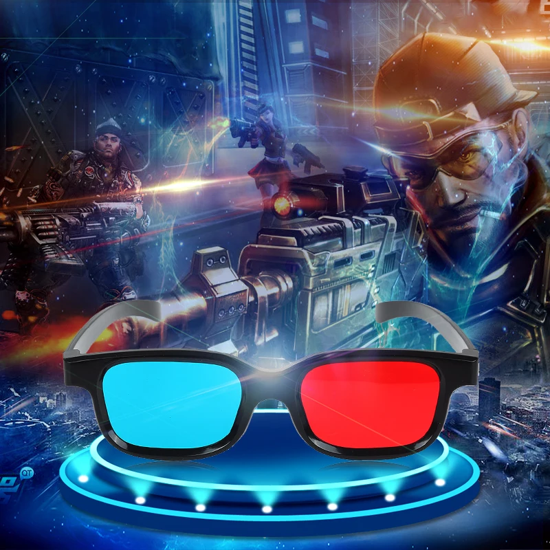 Universal Black Frame Red Blue Cyan Anaglyph 3D Glasses 0.2mm Cheap 3D Glasses For LED Projector Movie Game DVD 3D Glasses