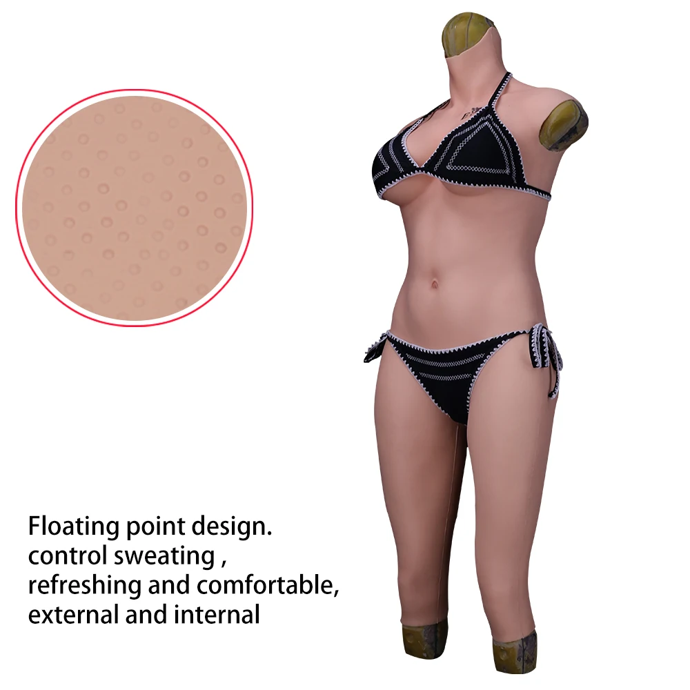 Eyung Crossdresser Silicone 5-Point Vagina Bodysuit High End 7th No Oil Fake Boobs Female Silicone Breast Forms Bodysuit D Cup