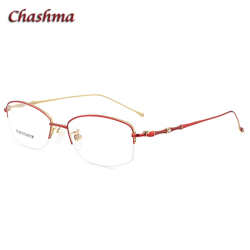 

Glasses Women Eyeglasses Elegant Semi Rim Titanium Prescription Lenses IP Plating No Rust No Fading Top Quality Frame for Lady