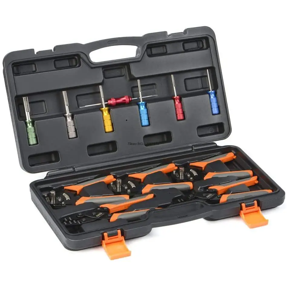 

IWISS KIT-DC01 Automotive Rapair Mult Tool Kit Crimping Tools Set Removal Tools For Deutsch Terminals Weather Pack Terminals