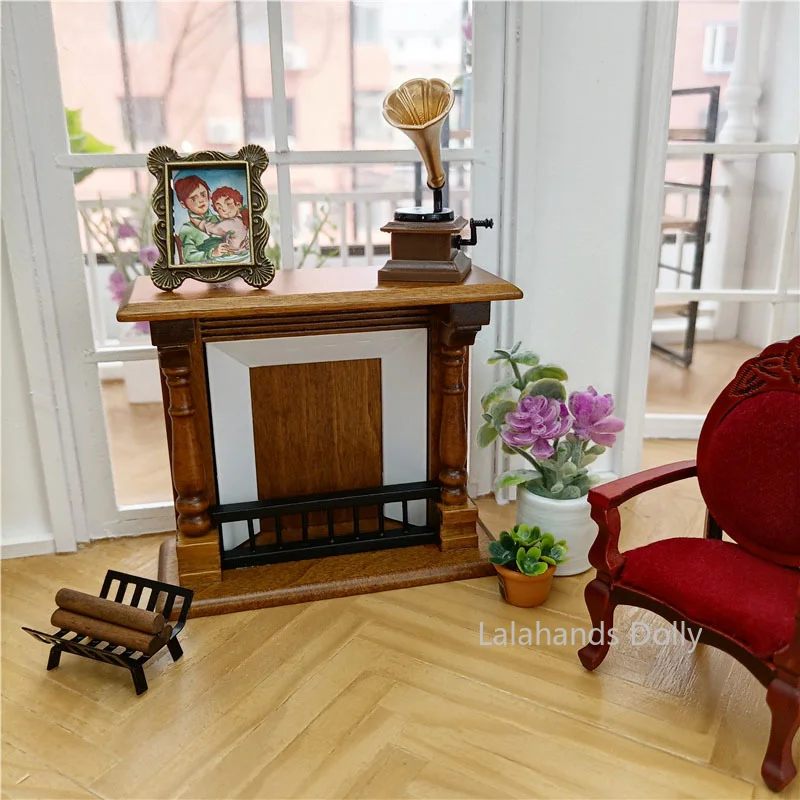 1:12 OB11 Dollhouse Mini Living Room European Style Vintage Three-color Fireplace Firewood Furniture Model Decorations