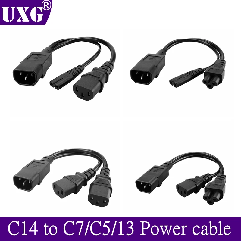 IEC320 C14 C8 To 2X C7 C5 C13 Y Split AC Power Cord, IEC Figure 8 Male To 2 Female 1 In 2 Out AC Power Cable 30cm Black