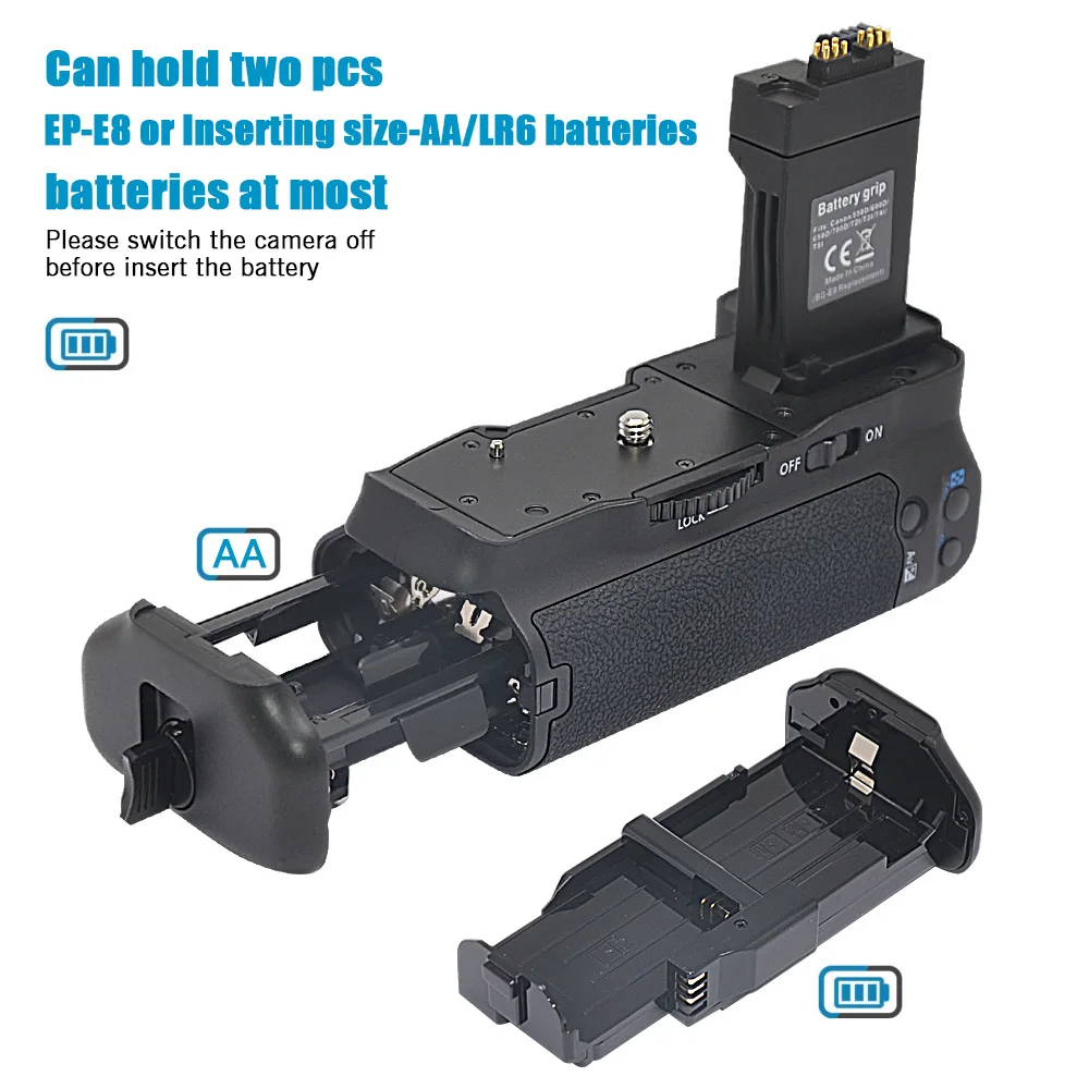 Mcoplus BG-550D Vertical Battery Grip for Canon EOS Rebel T2i / 550D, Rebel T3i / 600D, Rebel T4i / 650D , T5i / 700D  as BG-E8