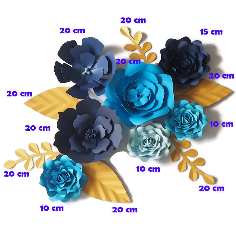 

DIY Blue Giant Paper Flowers Backdrop Artificial Handmade Flower 7PCS+Leaves 6PCS Wedding & Party Deco Home Decoration Video