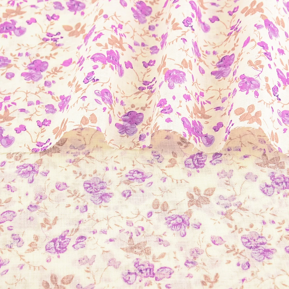 100% Cotton Fabric Pink Purple Pattern Floral Plain Printed Patchwork Cloth DIY Handmade Sewing fabrics in The Meter Needlework