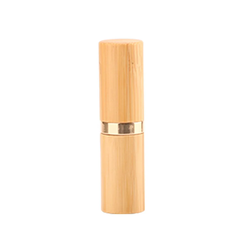 5ml Makeup bamboo design empty Golden lip gloss container bamboo lipstick tube DIY cosmetic lip balm tubes