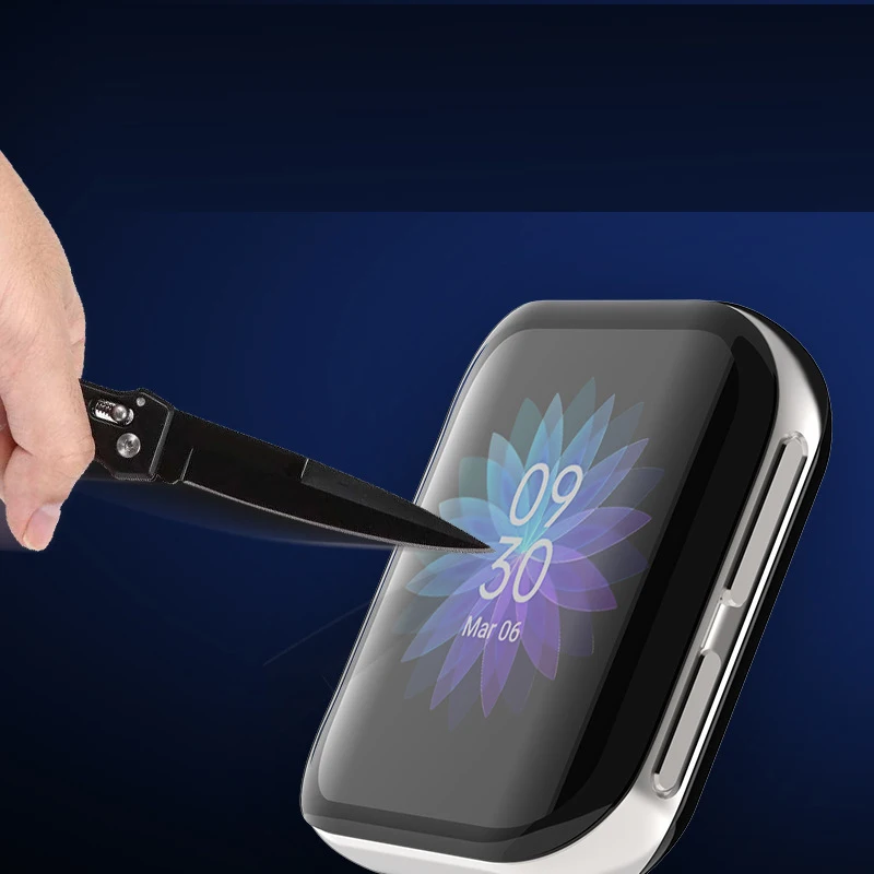 Película protetora macia com borda curvada 3d, para relógio oppo 41mm/watch2 42mm/watch 2 46mm, protetor de tela de cobertura completa para smartwatch