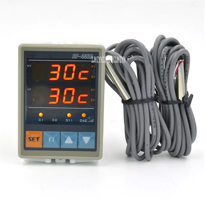 

BF-440A Digital Display Thermostat Double Probe Solar Energy Temperature Controller Hot Water Temperature Switch Two Way 90-250V