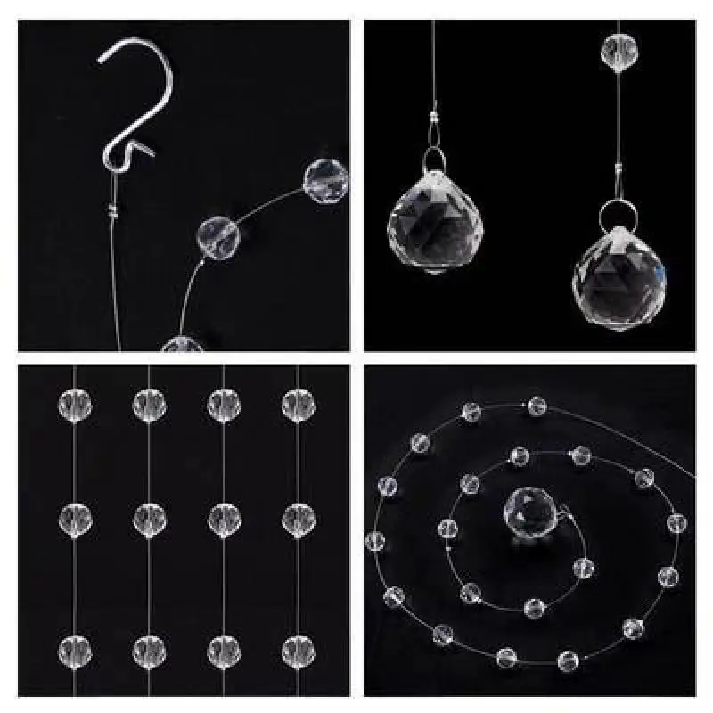 10 Strings Of New Glass Crystal Pendants Romantic Wedding Party Decoration Wreath Chandelier Curtain Room Partition Home Decor