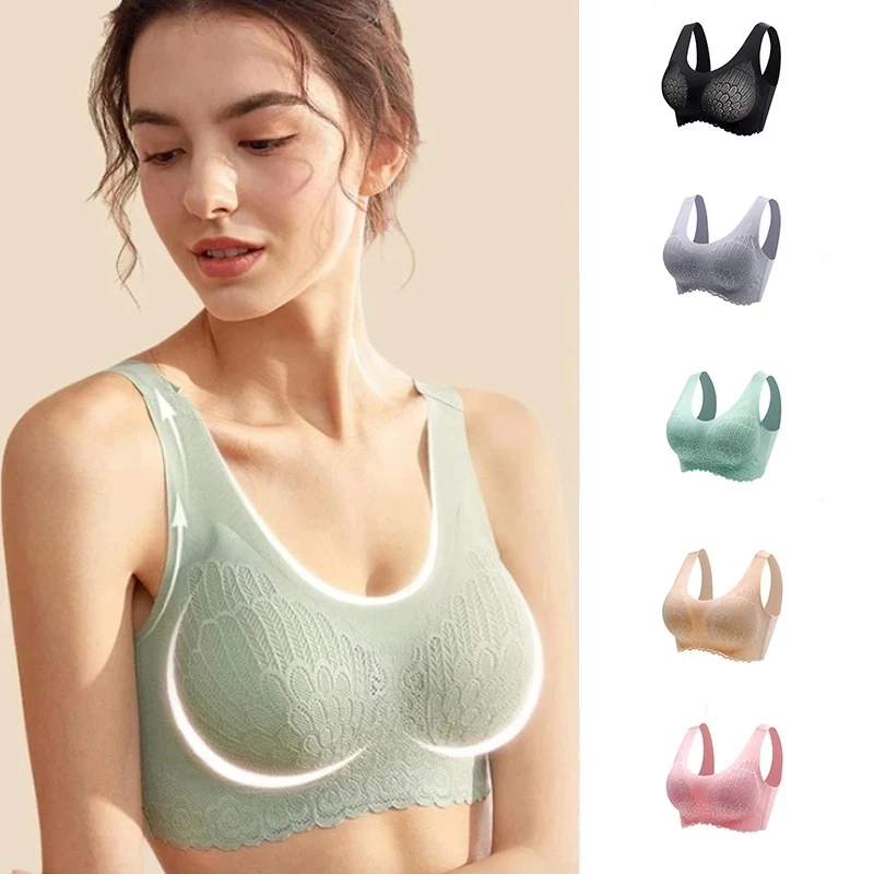 

Latex Seamless Bra Women Push Up Underwear Cooling Gathers Latex 4.0 Female Intimate Plus Size Comfortable Bralette