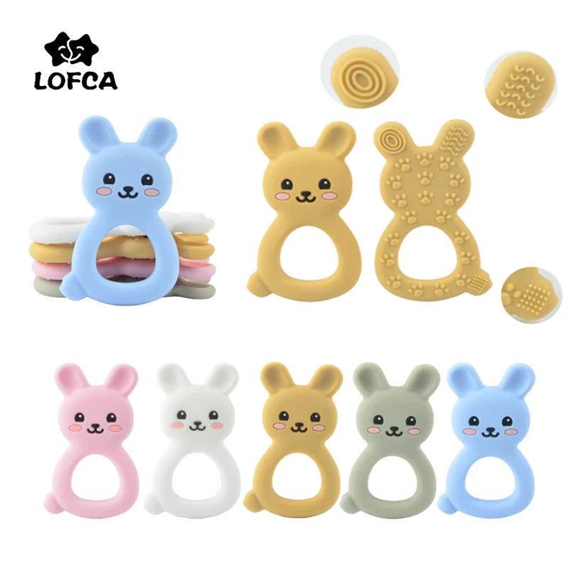 LOFCA 5pcs Baby Silicone Teether Popcorn Fruit Animal Pendant Toy BPA Free Food Grade Silicone Teething Baby Chew Nursing Gift