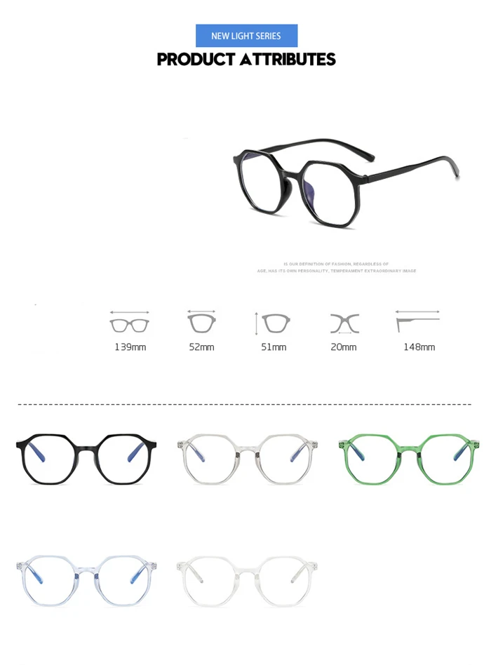 Frauen Männer Student Polygon Kurzsichtige Brille Fertig Ultraleicht PC Rahmen Kurzsichtige Brillen Rezept -0,5 -1,0 bis -6,0 – Detail 2