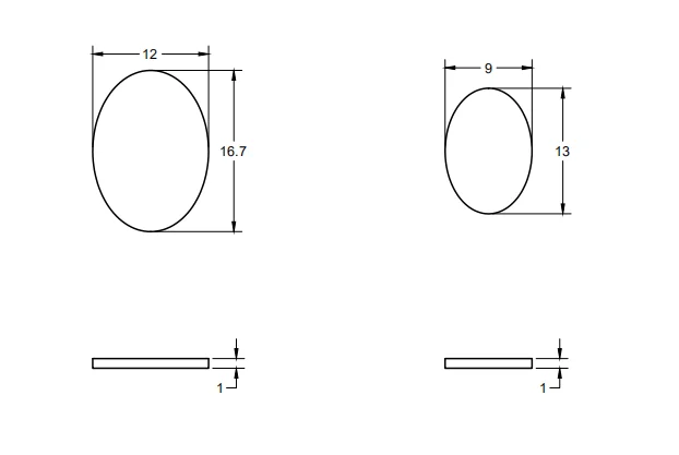 Reflector Mirror 16.7*12*1mm and 13*9*1mm Coating Protection Silver Metal External Reflection Optical Glass N-BK7(H-K9L)
