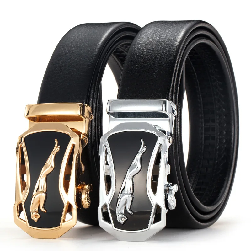 Peikong Brand Fashion High Quality Automatic Buckle Black Luxury Genuine Leather Waist Belt Business Male Designer Belts For Men