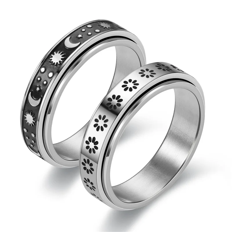 

BAECYT Anxiety Fidget Spinner Rings For Women Men Stainless Steel Rotate Freely Spinning Anti Stress Accessories Jewelry Gifts