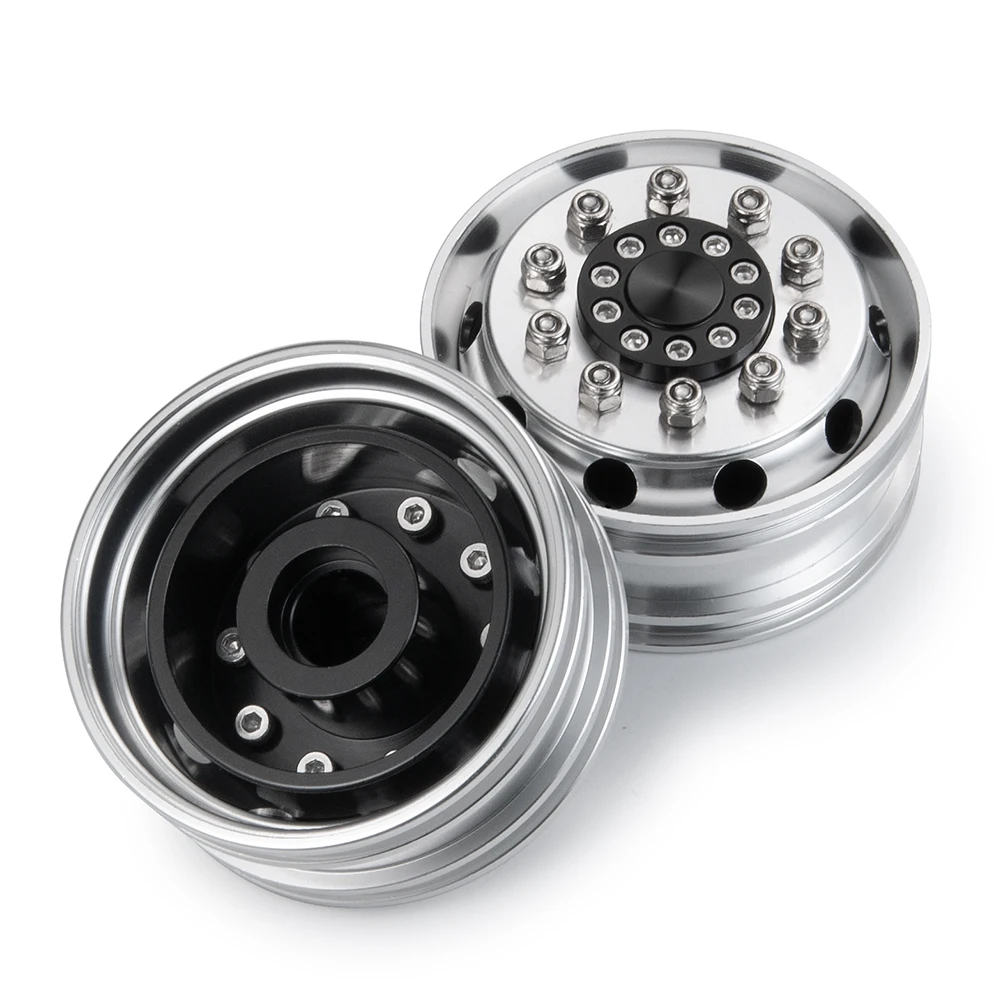 YEAHRUN Aluminum Alloy Front Rear Wheel Rims Hubs for Tamiya R620 1/14 RC Tractor Trailer Truck Model Upgrade Parts