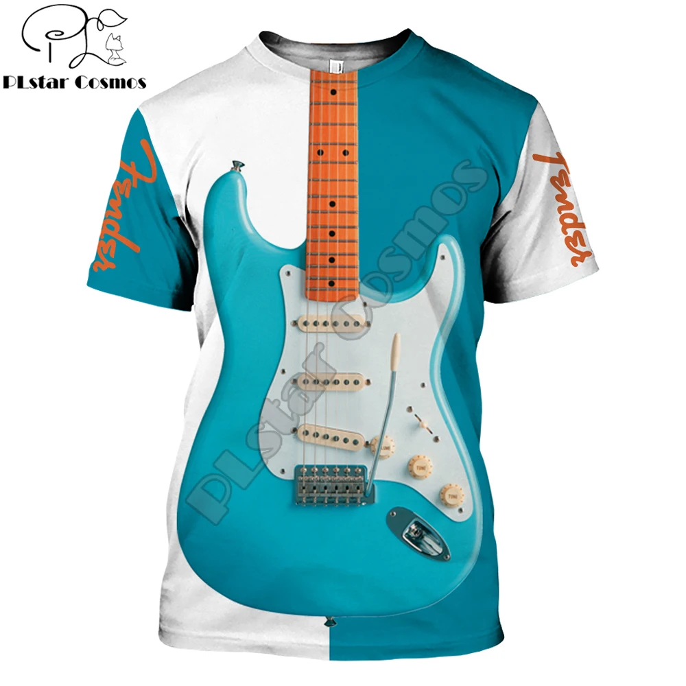 Hot Sale Fashion t shirt Musical instrument Guitar 3D Printing Mens Summer style Short sleeve Unisex Casual sports T-shirt DW12