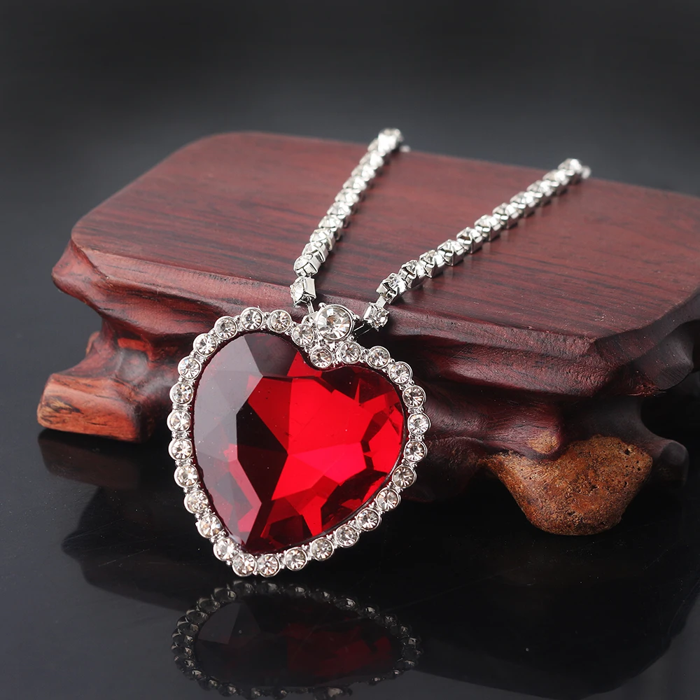 Movie TITANIC Heart Of the Ocean Necklace Love Forever Blue Red Crystal Pendants Necklace For Women Wedding Party Jewelry Gift