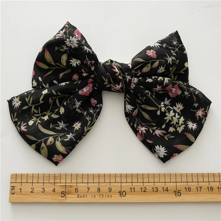 New Fashion Beautiful Cloth Sweet Flowers Chiffon Big Bow Hairpin  Ponytail Barrettes Women Girls Hair Accessoriesr Headwear