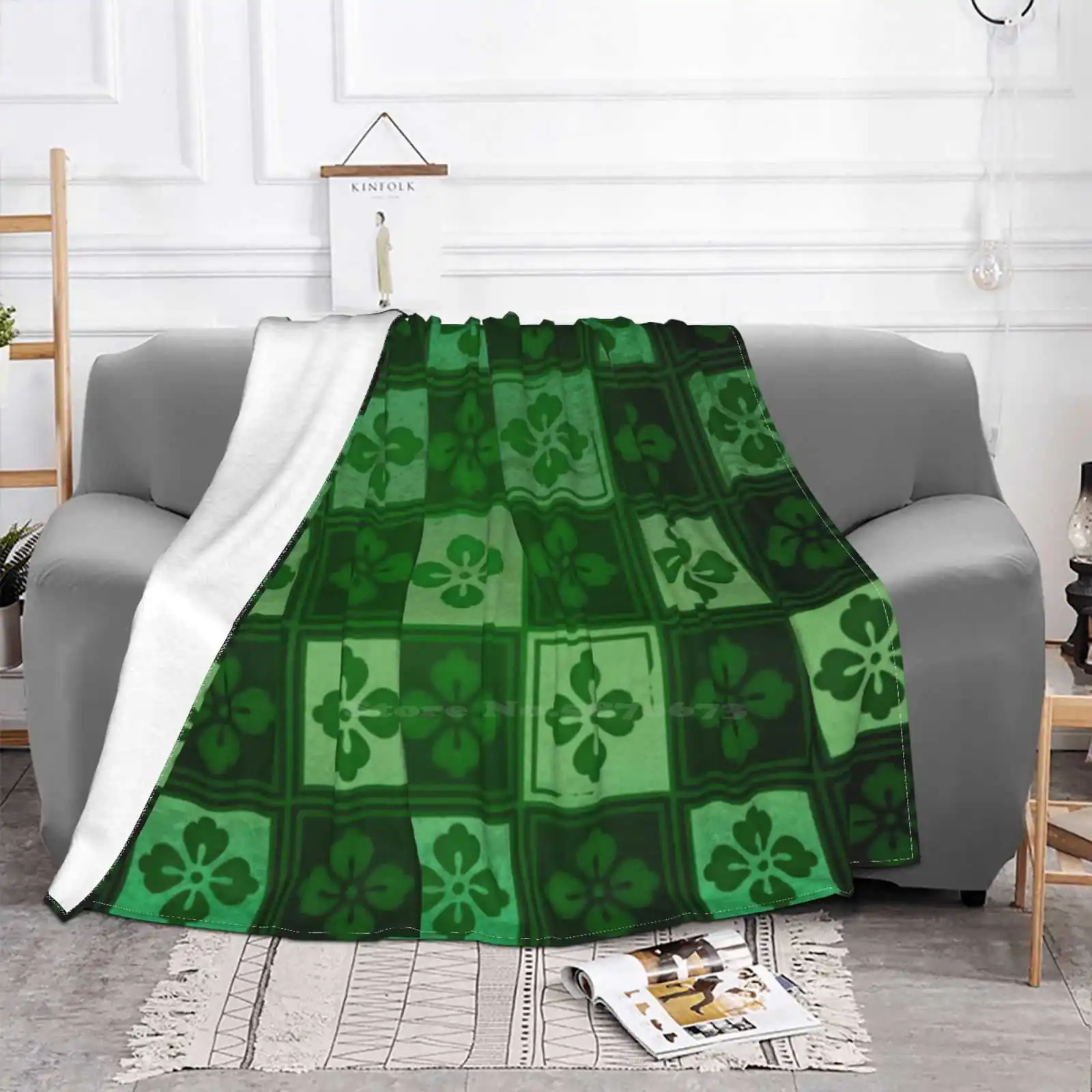 Irish S Day Four Leaf Clovers Best Selling Room Household Flannel Blanket Irish S Day Cute Eclectic Clover Green Clover Green